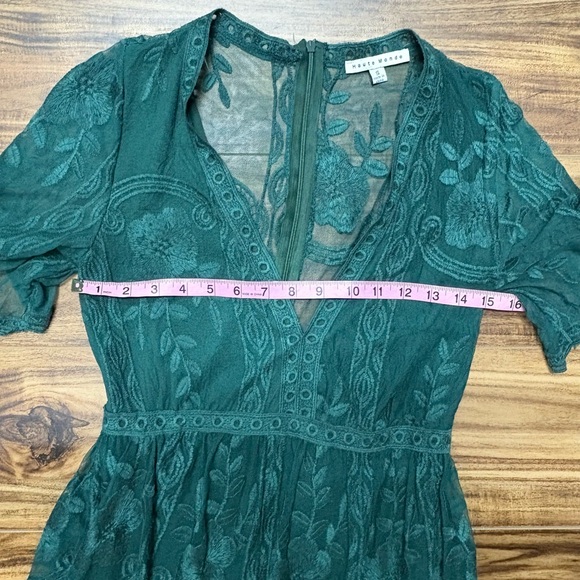 Haute Monde dark green lace overlay dress, size Small - Picture 3 of 11